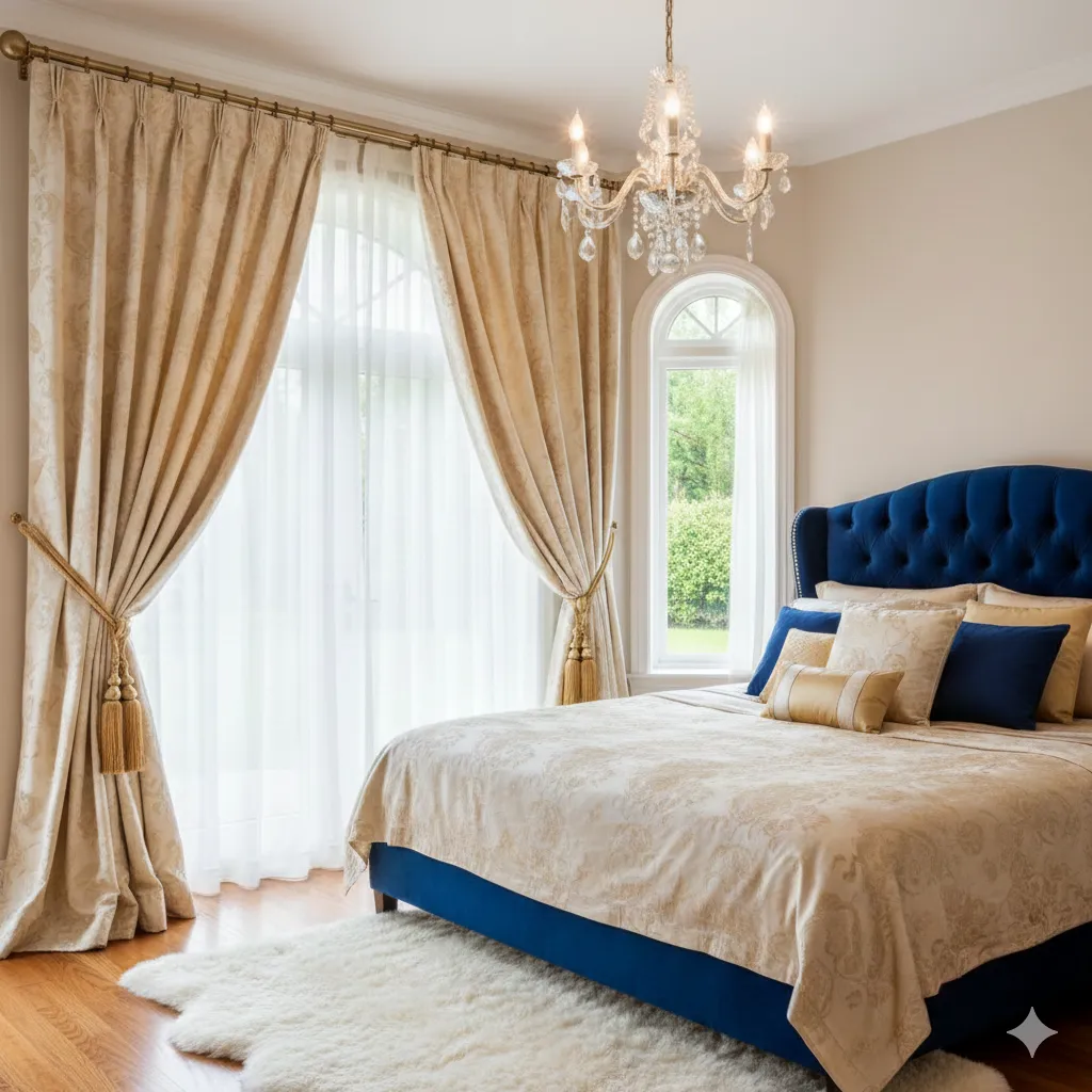 Elegant bedroom curtain installation