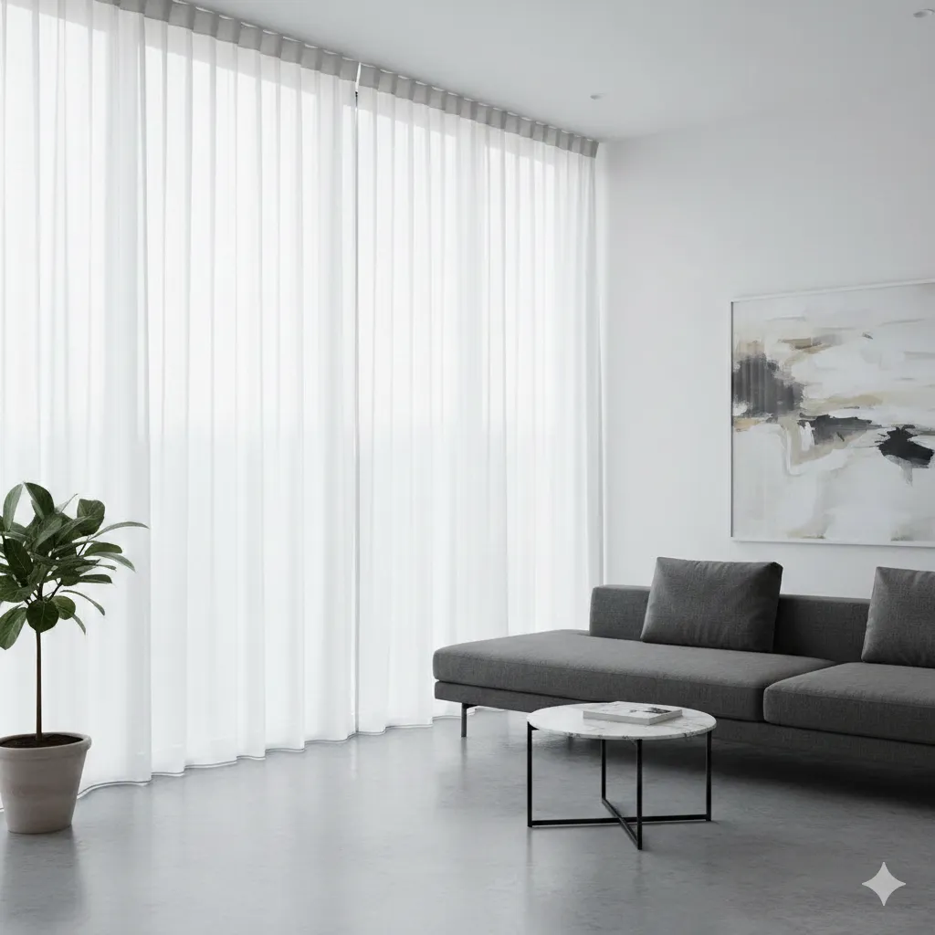 Minimalist curtain design in contemporary space